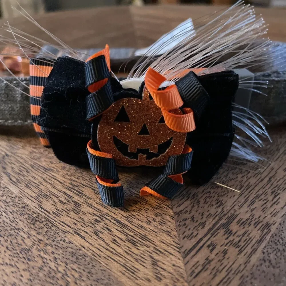 Halloween Medium Dog Collar Bow Tie Adjustable Pet Collar Multicolor Lights Used